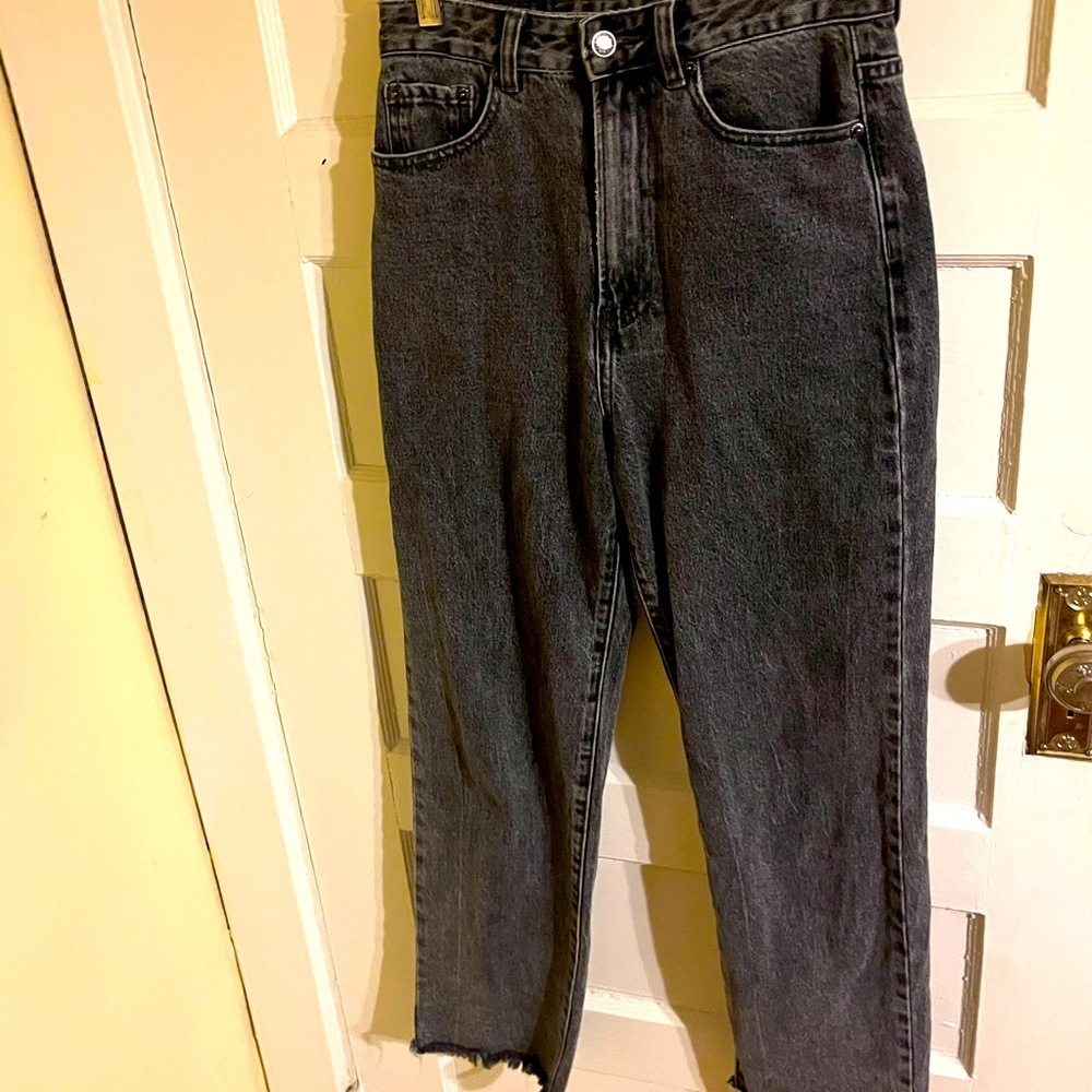 High Waisted Distressed Black Jeans
